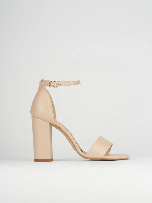 Sandali tacco 8cm pelle beige