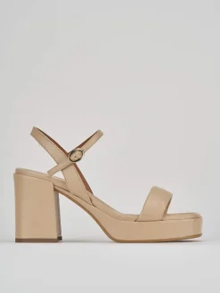 Sandali tacco 8cm pelle beige