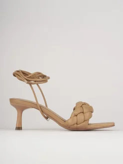 Sandali tacco 5cm pelle beige