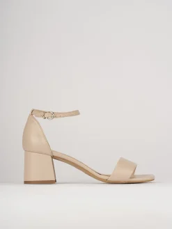 Sandali tacco 5cm pelle beige