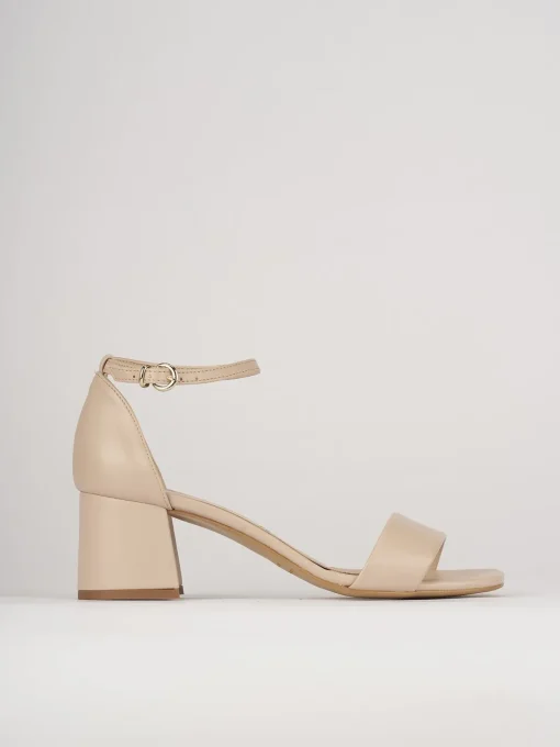 Sandali tacco 5cm pelle beige