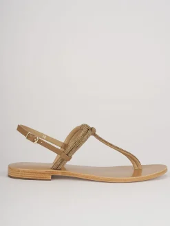 Sandali tacco 1cm pelle beige