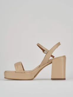 Sandali tacco 8cm pelle beige