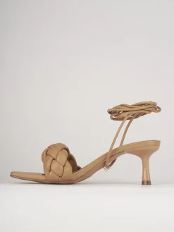 Sandali tacco 5cm pelle beige