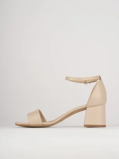 Sandali tacco 5cm pelle beige