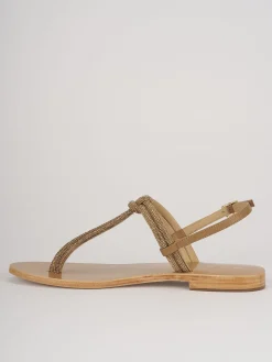 Sandali tacco 1cm pelle beige