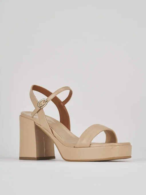 Sandali tacco 8cm pelle beige