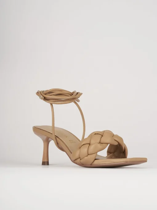 Sandali tacco 5cm pelle beige