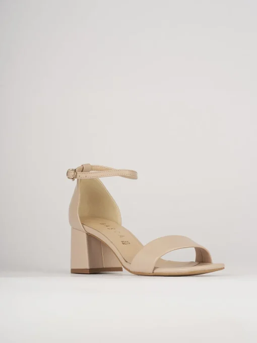Sandali tacco 5cm pelle beige