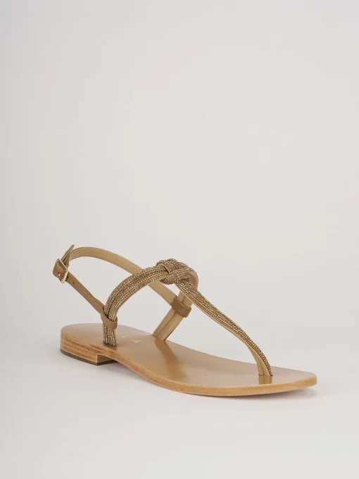 Sandali tacco 1cm pelle beige