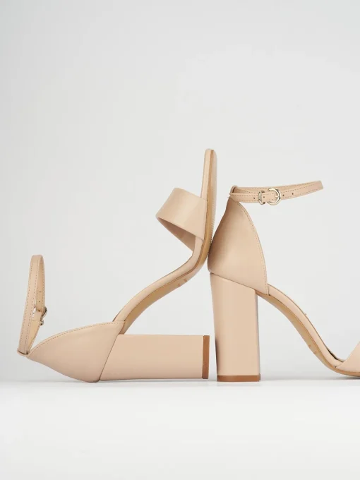 Sandali tacco 8cm pelle beige