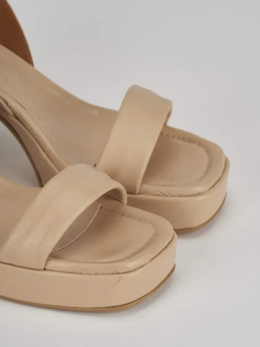 Sandali tacco 8cm pelle beige