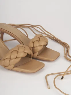 Sandali tacco 5cm pelle beige