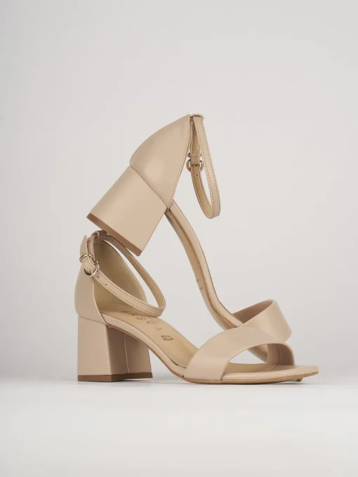 Sandali tacco 5cm pelle beige