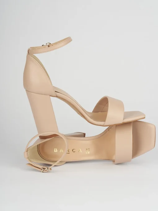 Sandali tacco 8cm pelle beige
