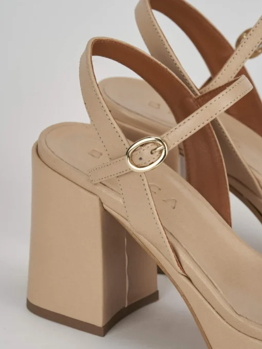 Sandali tacco 8cm pelle beige