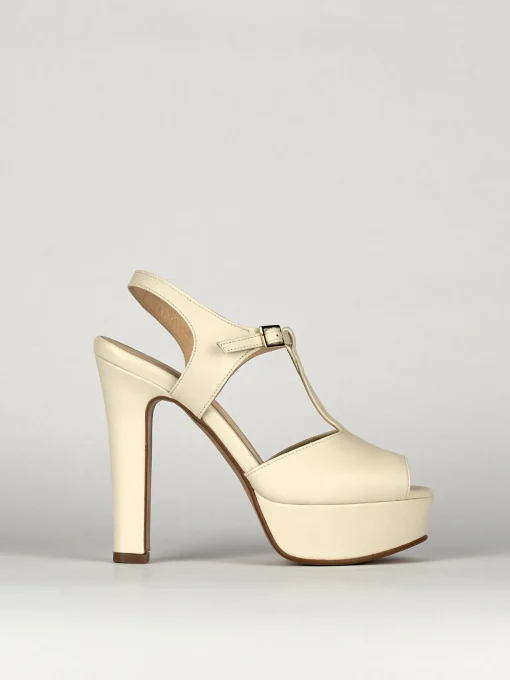 Sandali tacco 10cm pelle beige