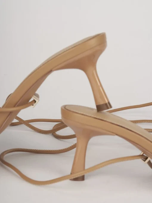 Sandali tacco 5cm pelle beige