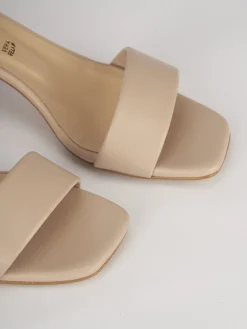 Sandali tacco 5cm pelle beige