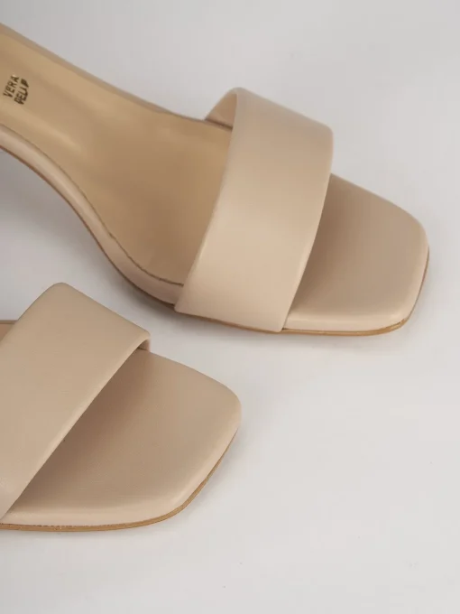 Sandali tacco 5cm pelle beige