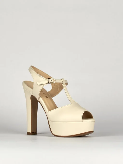 Sandali tacco 10cm pelle beige