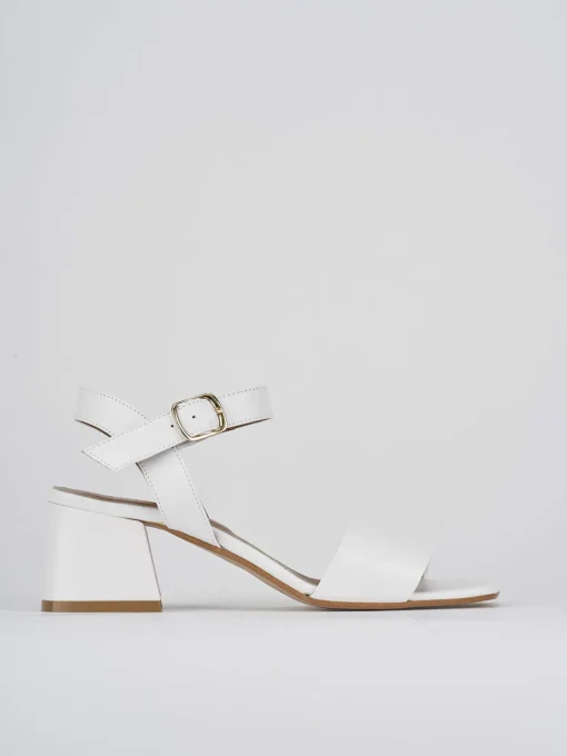 Sandali tacco 5cm pelle bianco