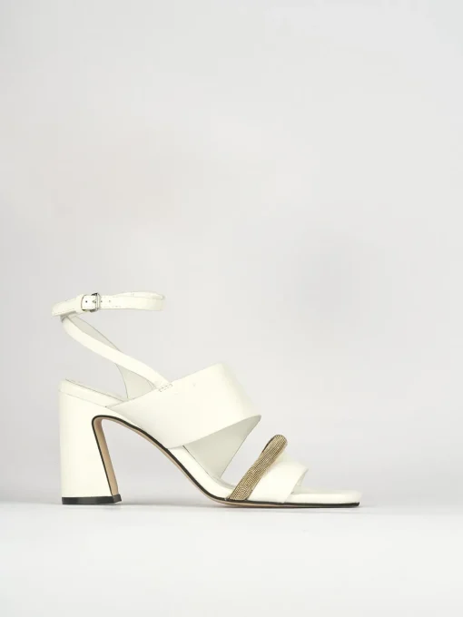 Sandali tacco 7cm pelle bianco