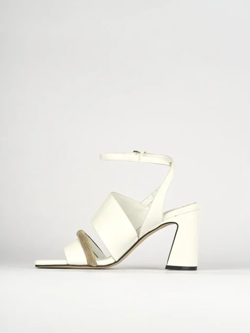 Sandali tacco 7cm pelle bianco
