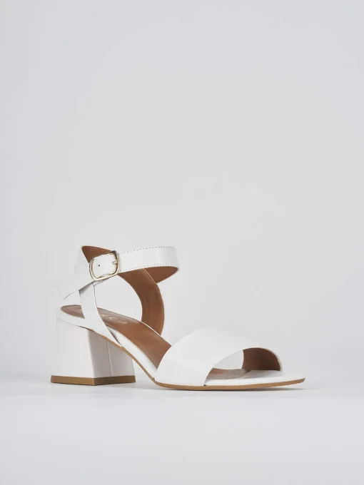 Sandali tacco 5cm pelle bianco