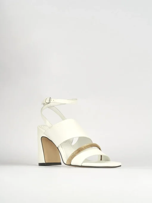 Sandali tacco 7cm pelle bianco
