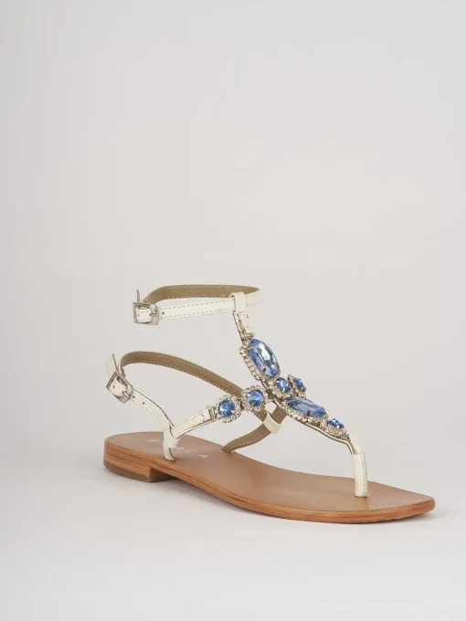 Sandali tacco 1cm pelle bianco