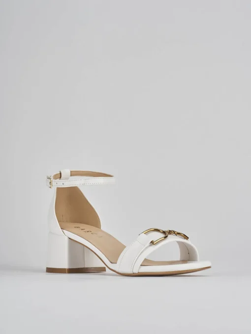 Sandali tacco 5cm pelle bianco