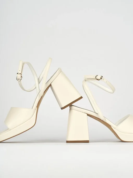 Sandali tacco 7cm pelle bianco