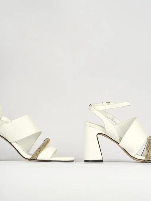 Sandali tacco 7cm pelle bianco
