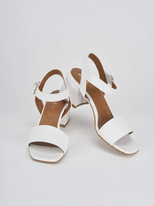 Sandali tacco 5cm pelle bianco
