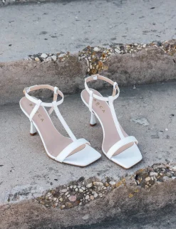 Sandali tacco 7cm pelle bianco