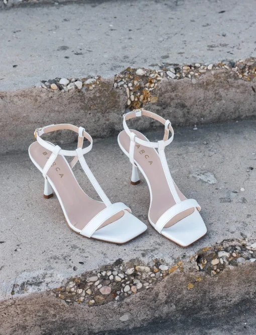 Sandali tacco 7cm pelle bianco