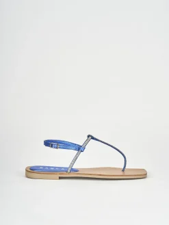 Sandali tacco 1cm pelle blu