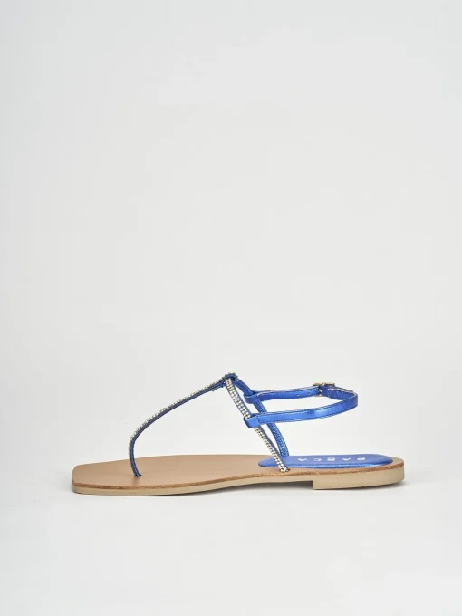 Sandali tacco 1cm pelle blu