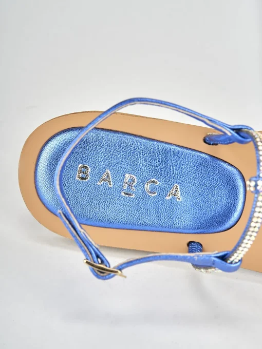Sandali tacco 1cm pelle blu