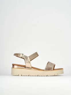 Sandali tacco 3cm pelle bronzo