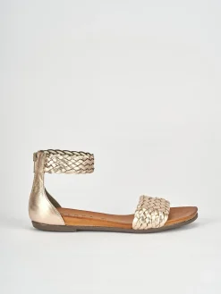 Sandali tacco 1cm pelle bronzo
