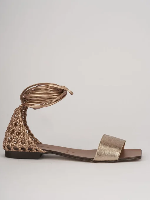 Sandali tacco 1cm pelle bronzo