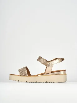 Sandali tacco 3cm pelle bronzo
