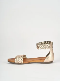 Sandali tacco 1cm pelle bronzo