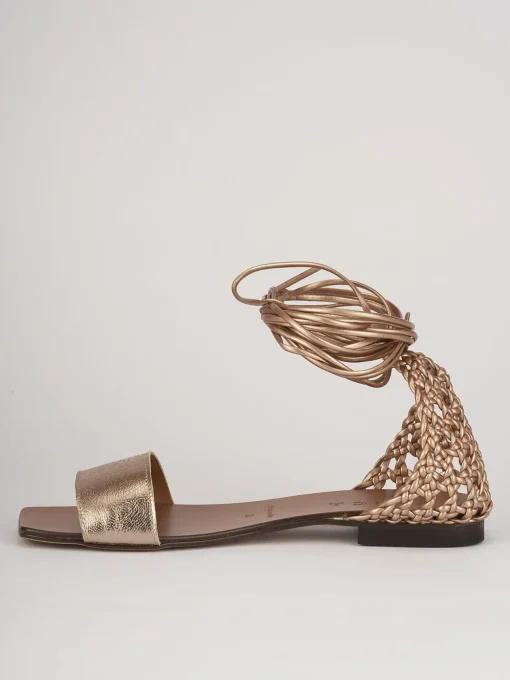 Sandali tacco 1cm pelle bronzo