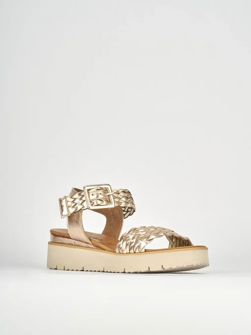 Sandali tacco 1cm pelle bronzo