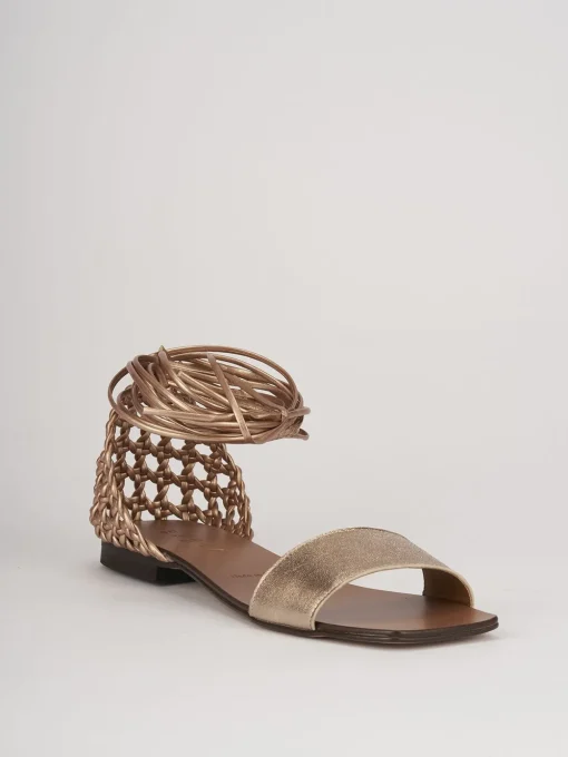 Sandali tacco 1cm pelle bronzo