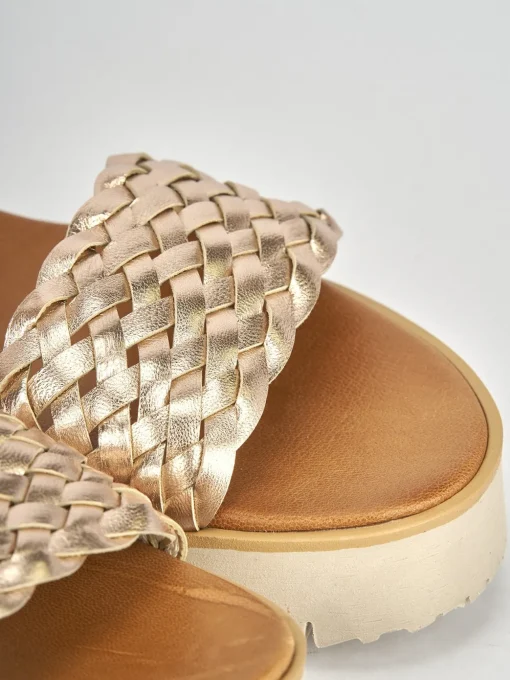 Sandali tacco 1cm pelle bronzo