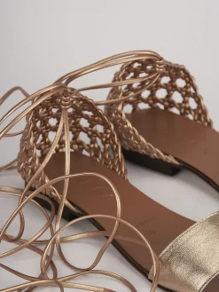 Sandali tacco 1cm pelle bronzo